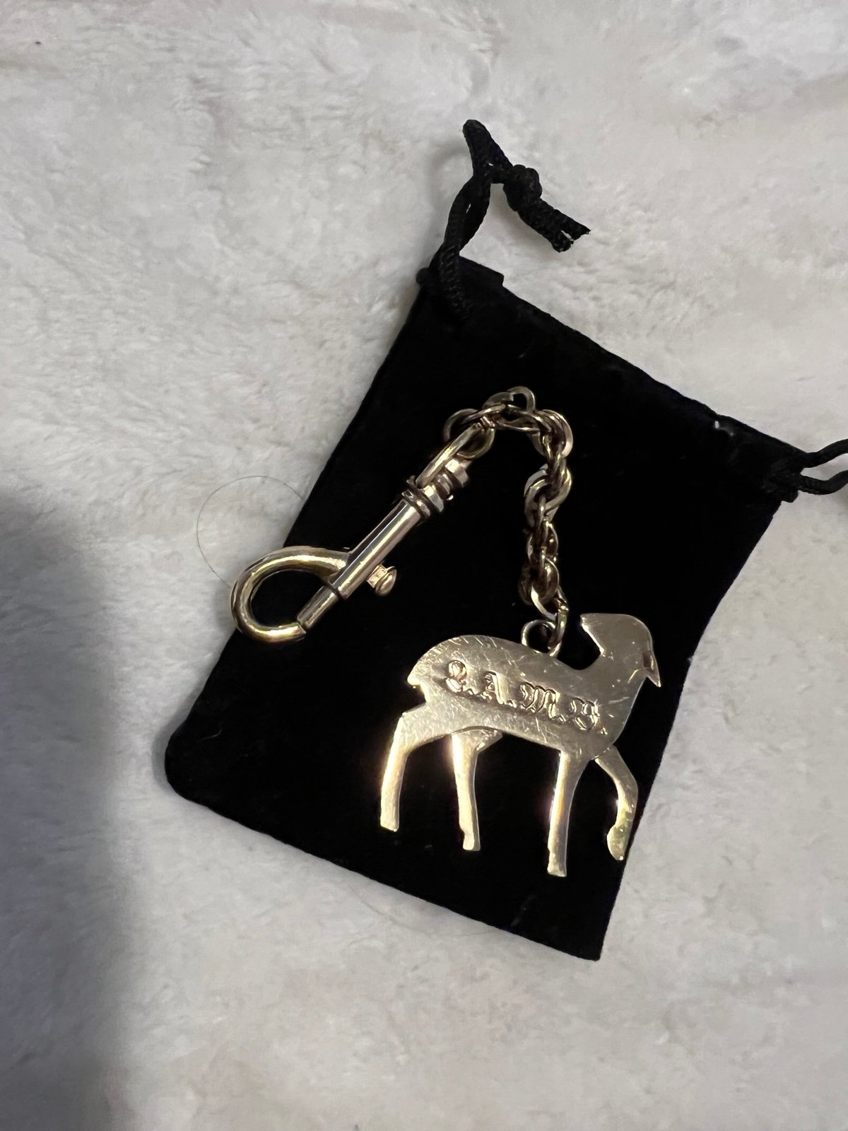 Gold lamb large hook keychain