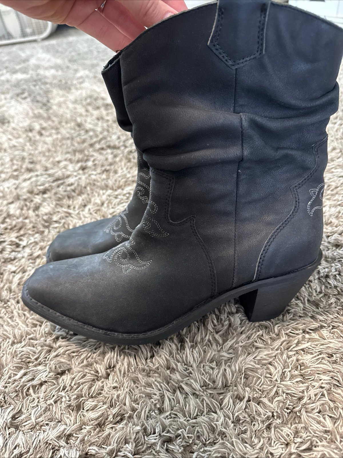 Sterling River Leather Cowboy Boots Black Women Size 9.5 SFW4030