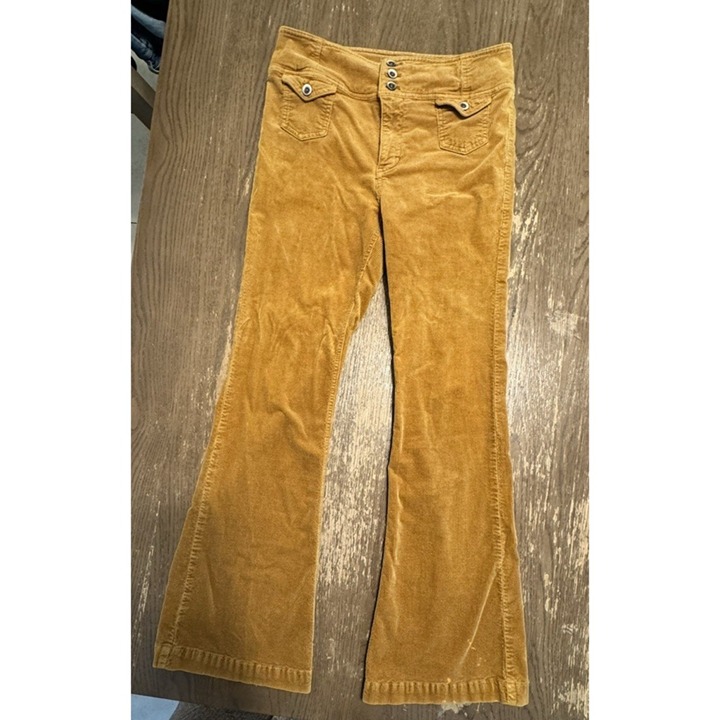 Pilcro Anthropologie Corduroy Pants Mustard 30 Pocket High Rise Bootcut Trouser