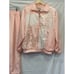 Janeve Peach Windbreaker Full Zip Jacket Sz L Elastic Waist Pants Track Suit Set