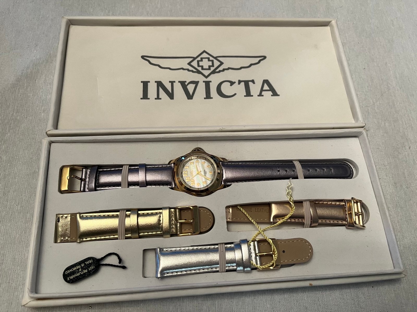 Invicta Women’s Baby Lupah #5068 MOP dial watch set 4 interchangeable bands