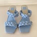 NWT Anthropologie Dolce Vita Play Animal Print Braided Blue Leather Heels Sz 7