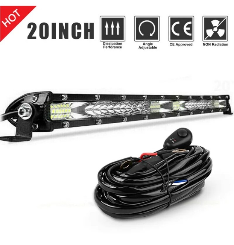 22inch 1520W LED Work Light Bar Spot Flood Combo Driving Fog Lamp Wiring Harness