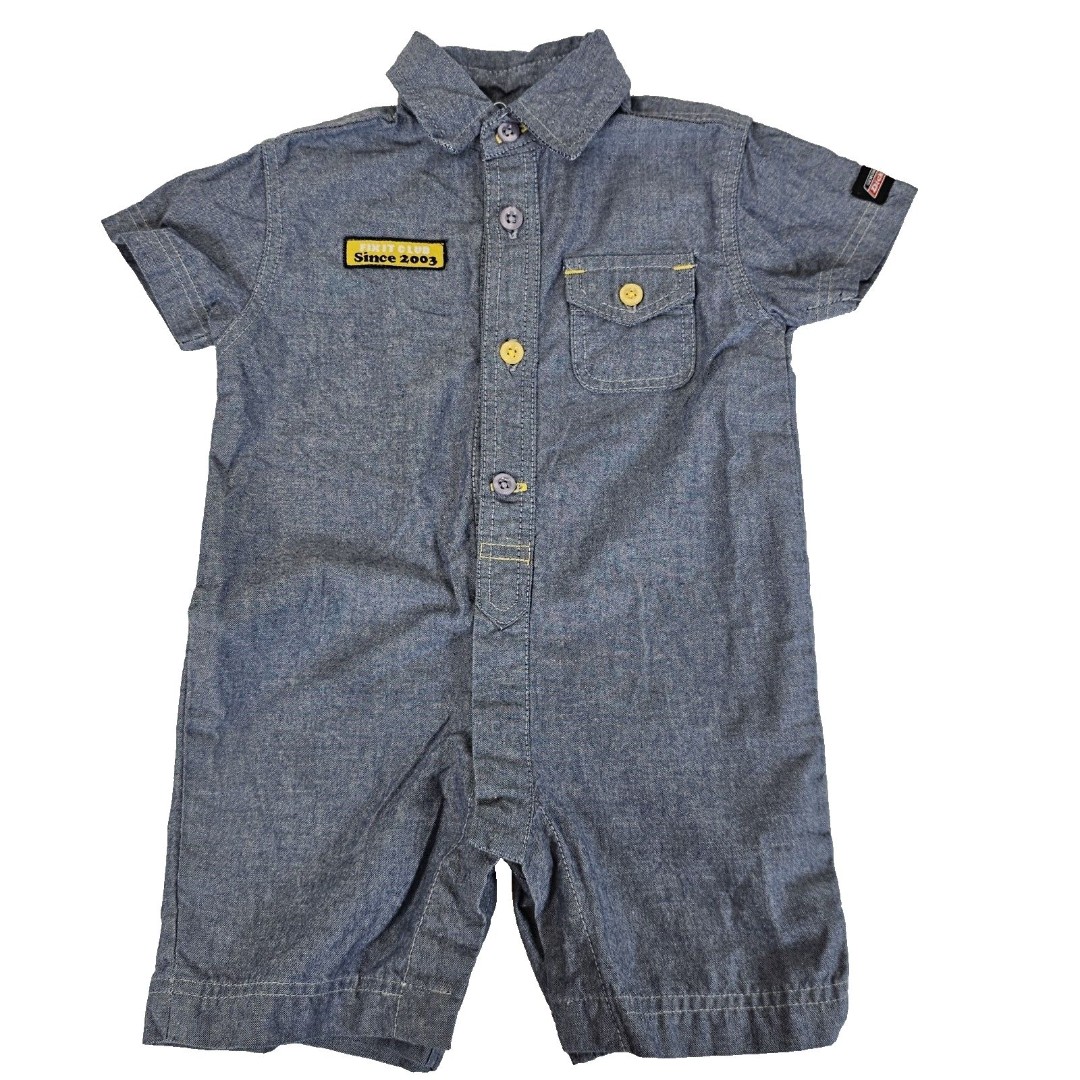 Genuine Dickies One Piece Baby Romper 6-9 mo Blue Denim Chambray Garage Moto Boy