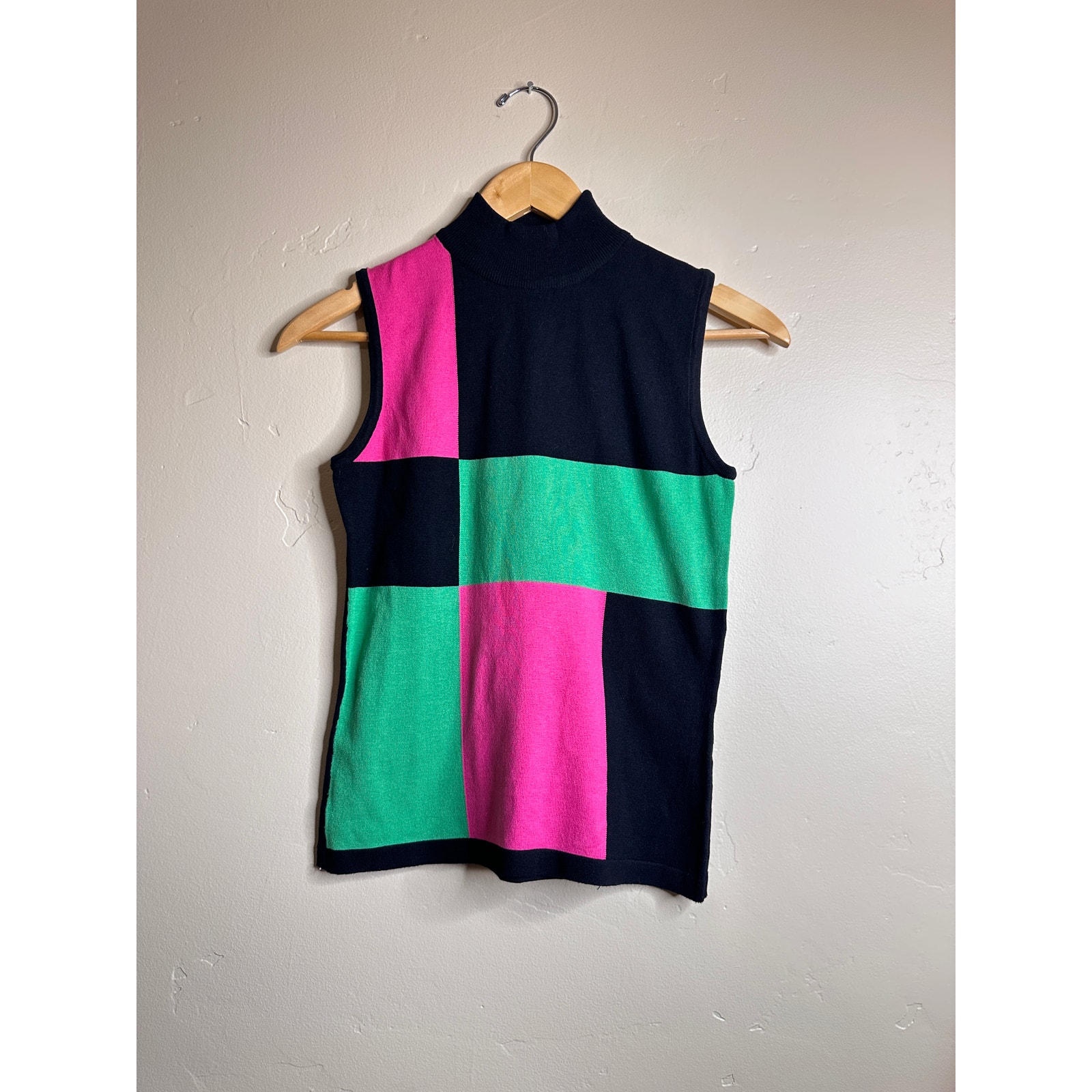 Vintage 90s City Silk Color block Sweater Vest SILK
