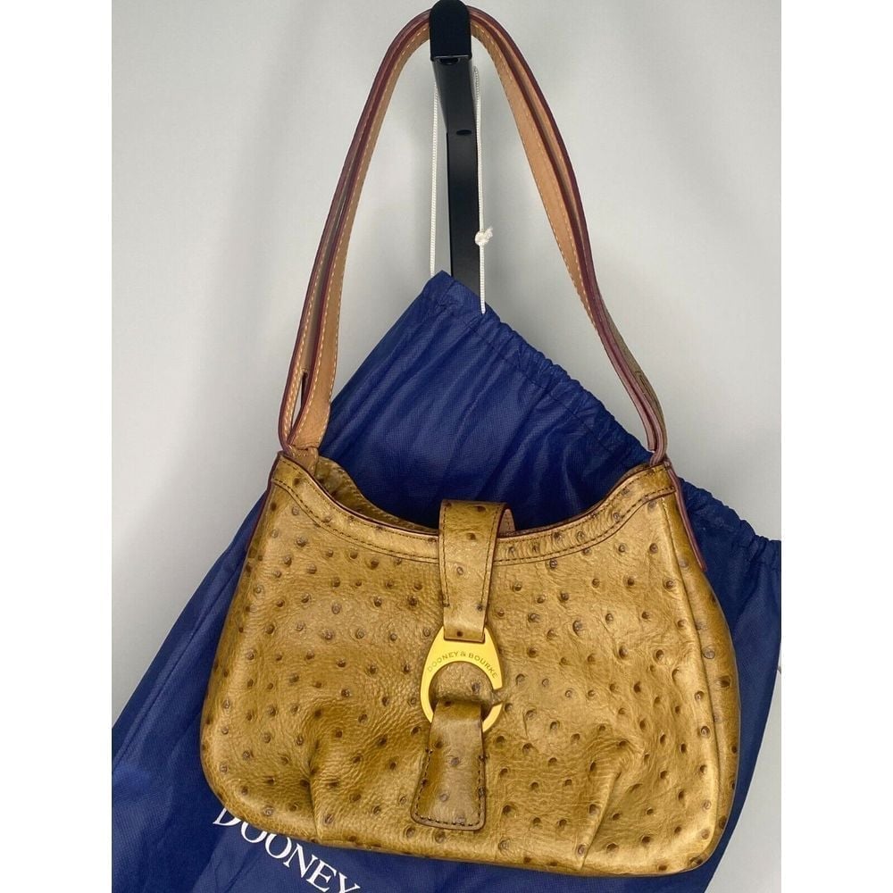 Dooney & Bourke derby ostrich leather shoulder bag Momo with dustbag