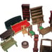Doll House Furniture Lot of 30 Vintage 1970's Wood Upholstered Player Piano