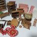 Doll House Furniture Lot of 30 Vintage 1970's Wood Upholstered Player Piano