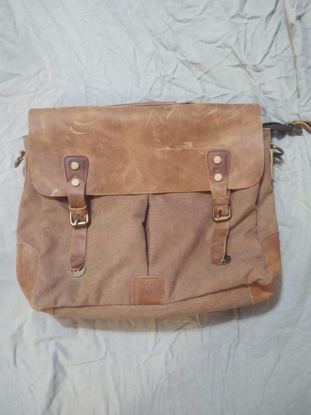 18 Inch Leather Men Bag Travel Messenger Office Crossbody Laptop Men's Briefcase
