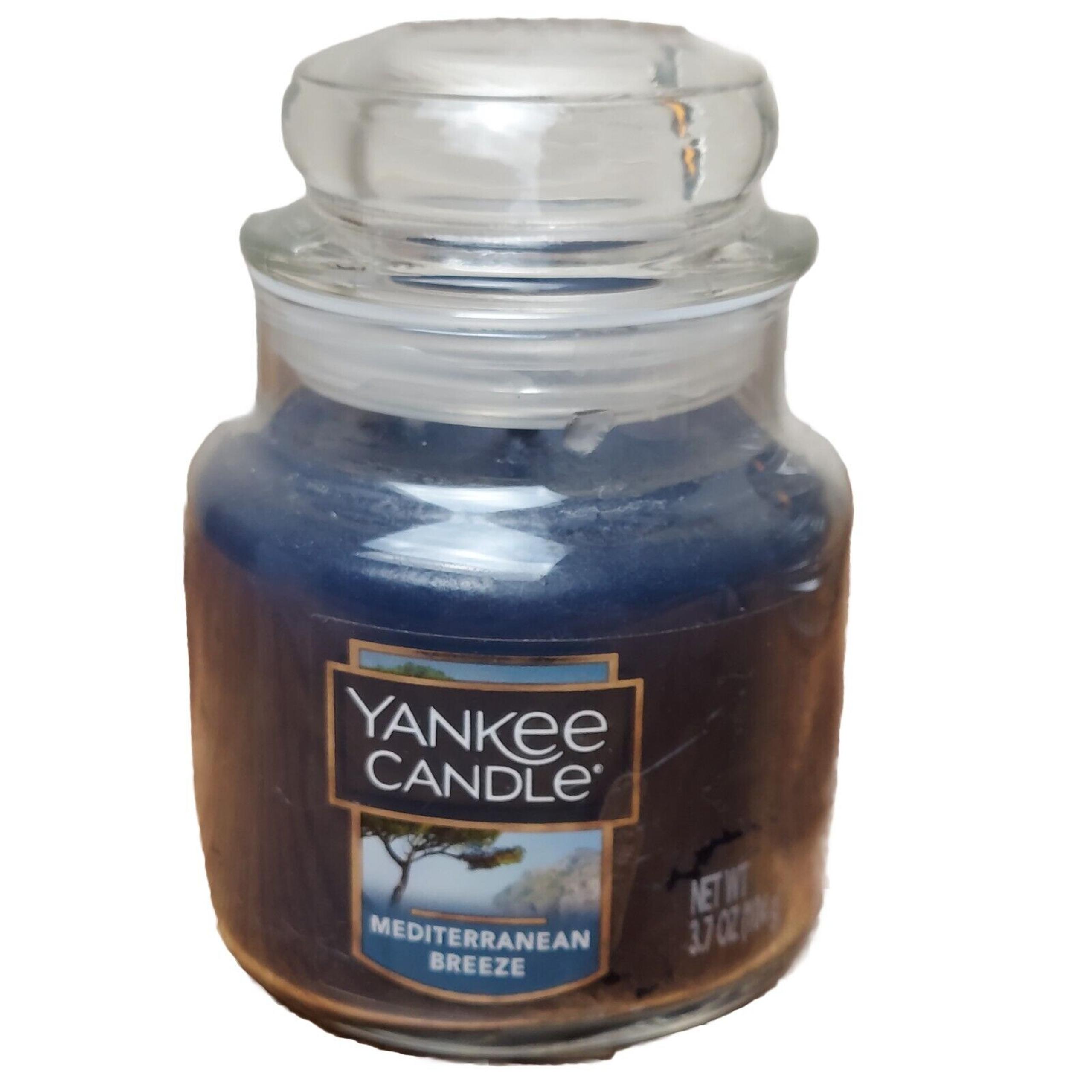 Yankee Candle 3.7 oz SMALL JAR CANDLE Mediterranean Breeze Scent Blue Jar w/Lid