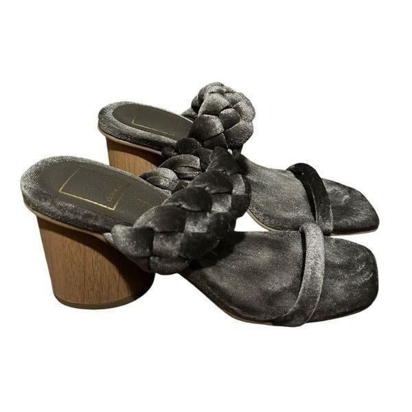 Dolce Vita Silver metallic Velvet Braided wooden block heel Sandals size 5