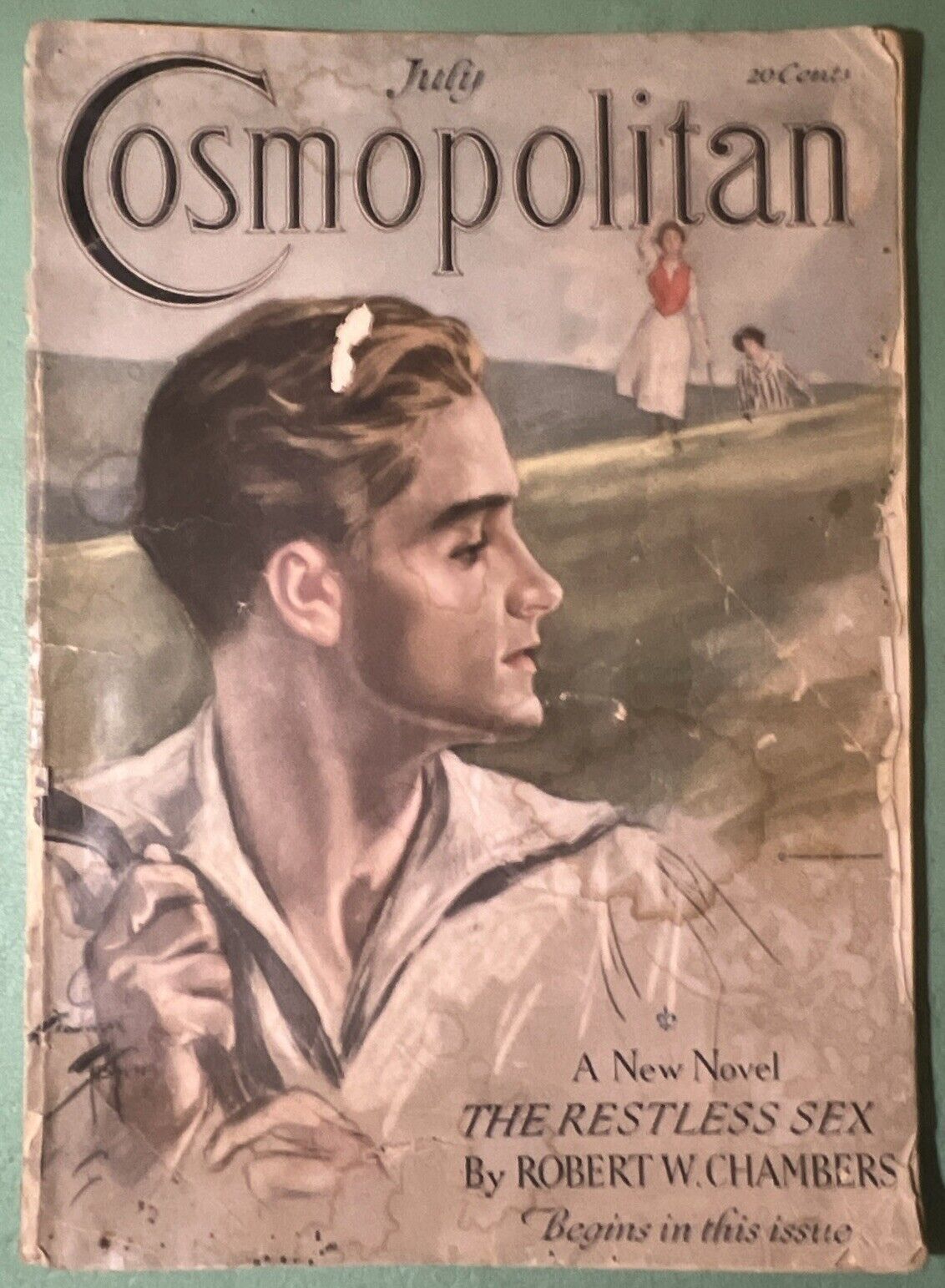 RARE Antique Cosmopolitan Magazine July 1917 Harrison Fisher Art & Great Ads!