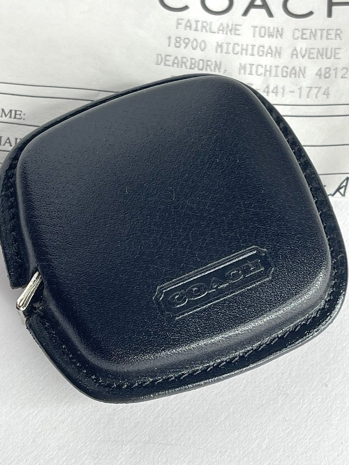 Coach Mini Leather Tape Measure