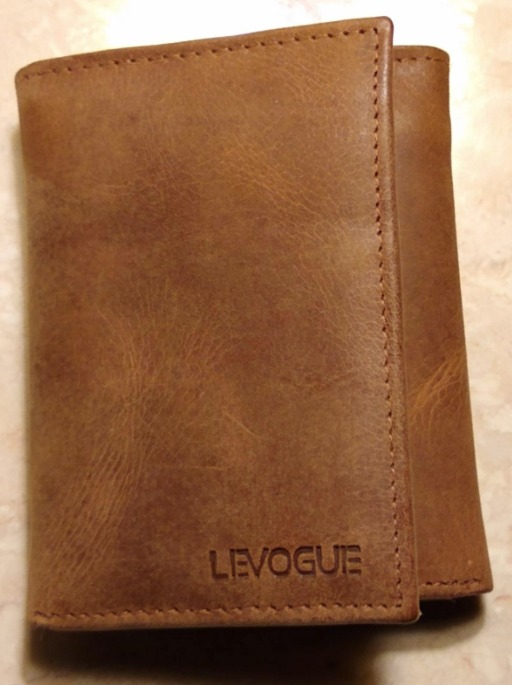 Genuine Leather Mens RFID Blocking Slim Trifold Wallet with Middle Flap 9 Cards