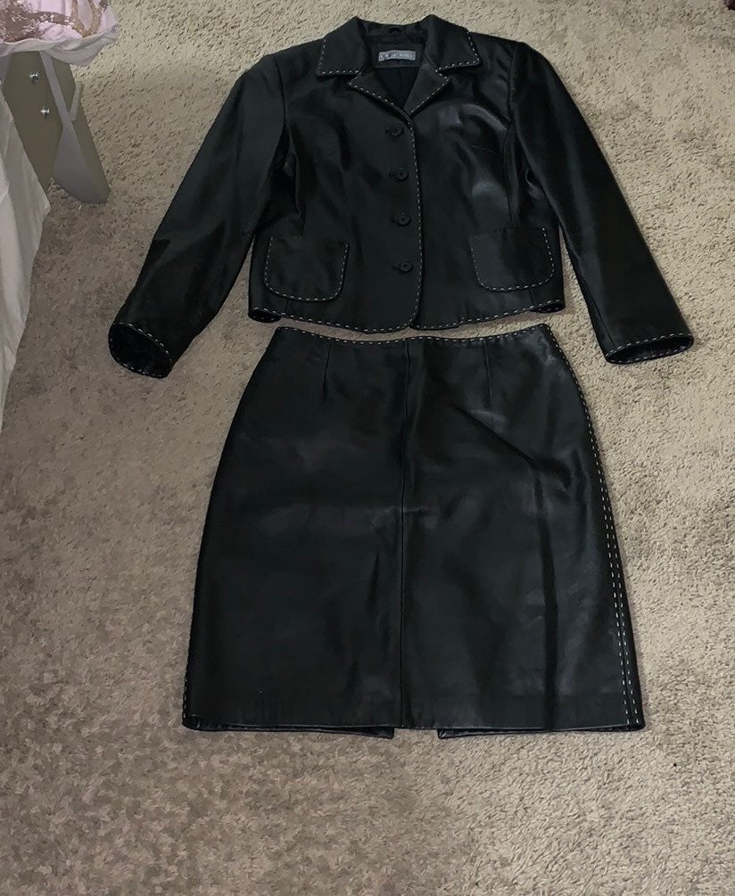 Kate Hill Leather skirt & jacket size 6