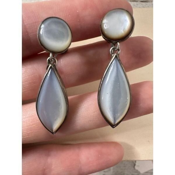 Antique Screw Back Moon Glow Look Abalone Earrings