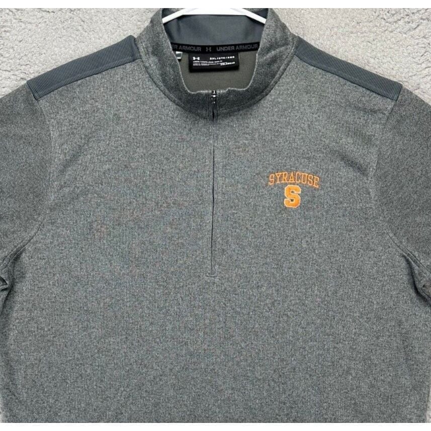 Syracuse Orange Sweater Mens 2XL Cold Gear Grey Pullover Sweatshirt Under Armour
