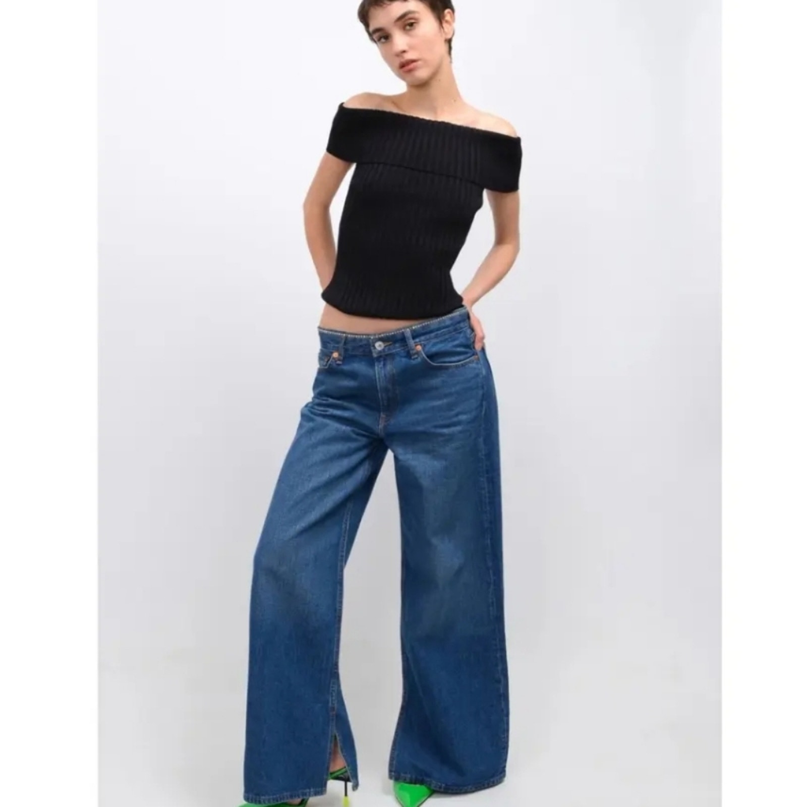 NWT Re/Done Iconic Heritage Silhouette Crystal Bay Fade Low Rider Loose Jean