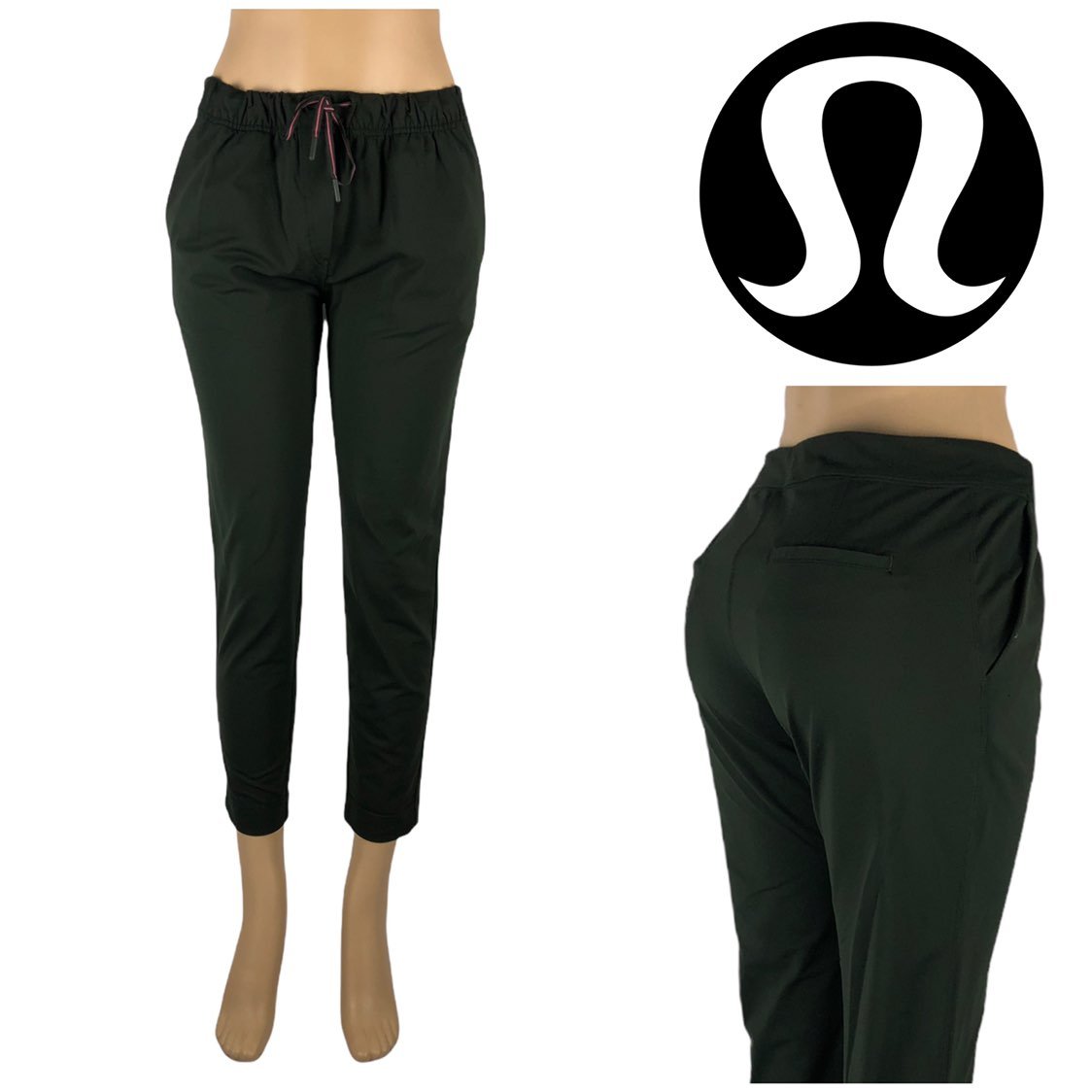 Lululemon On The Fly Ankle Pant 26” Inseam Olive Green Size 4 Drawstring EUC