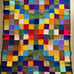 Vtg Handmade Crochet Knit Square Afghan Throw Blanket Multi-color Wool Unique