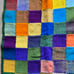 Vtg Handmade Crochet Knit Square Afghan Throw Blanket Multi-color Wool Unique