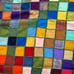 Vtg Handmade Crochet Knit Square Afghan Throw Blanket Multi-color Wool Unique