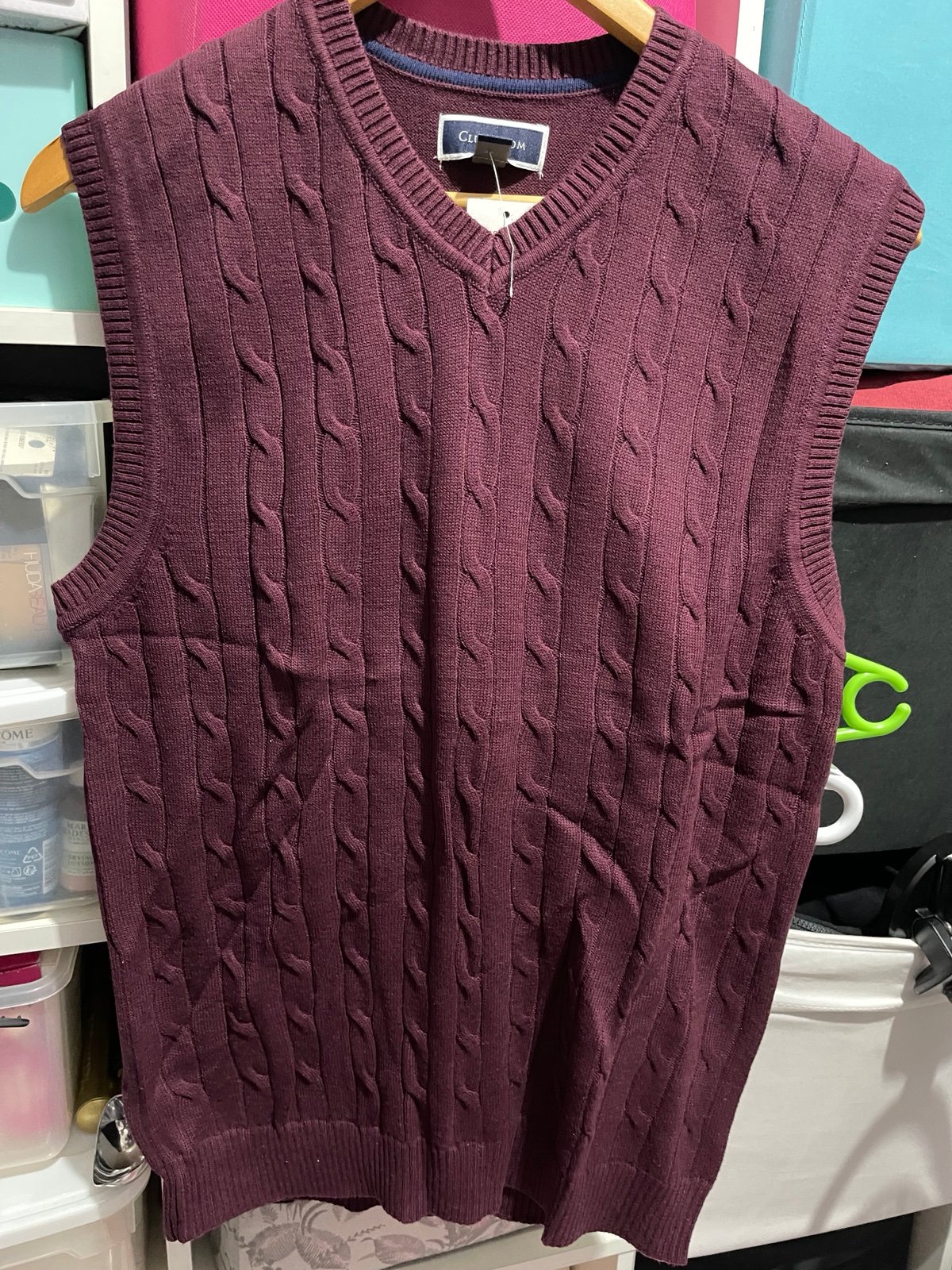 CLUB ROOM CABLE KNIT SWEATER VEST