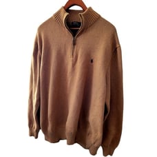 Polo Ralph Lauren 1/4 Zip Camel Colored Men's Sweater Size 3XLT Preppy Classic