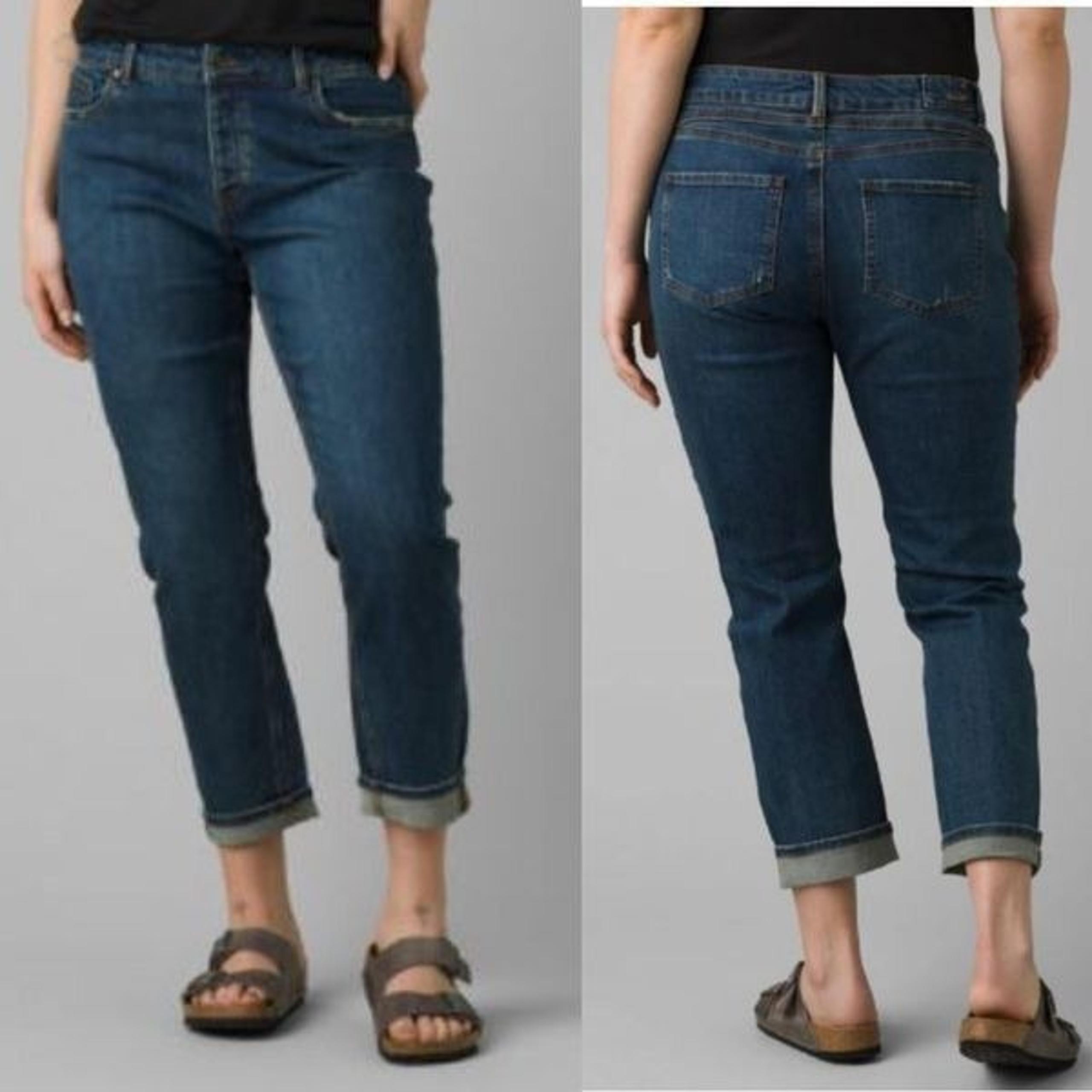 Prana Buxton Jeans button fly mid rise medium wash boyfriend organic cotton 4/27