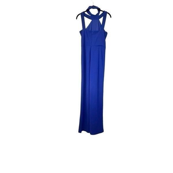 Bebe Choker Halter Neck Sleeveless Wide Leg Blue One Piece Jumpsuit Size 4