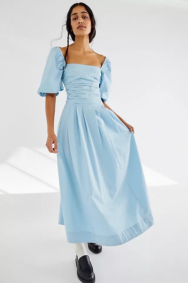 NWT Free People Ain’t She A Beaut Midi Baby Blue Dress
