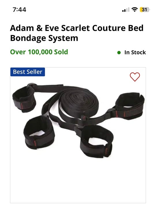 Adam & Eve Scarlet Couture Bed Bondage System