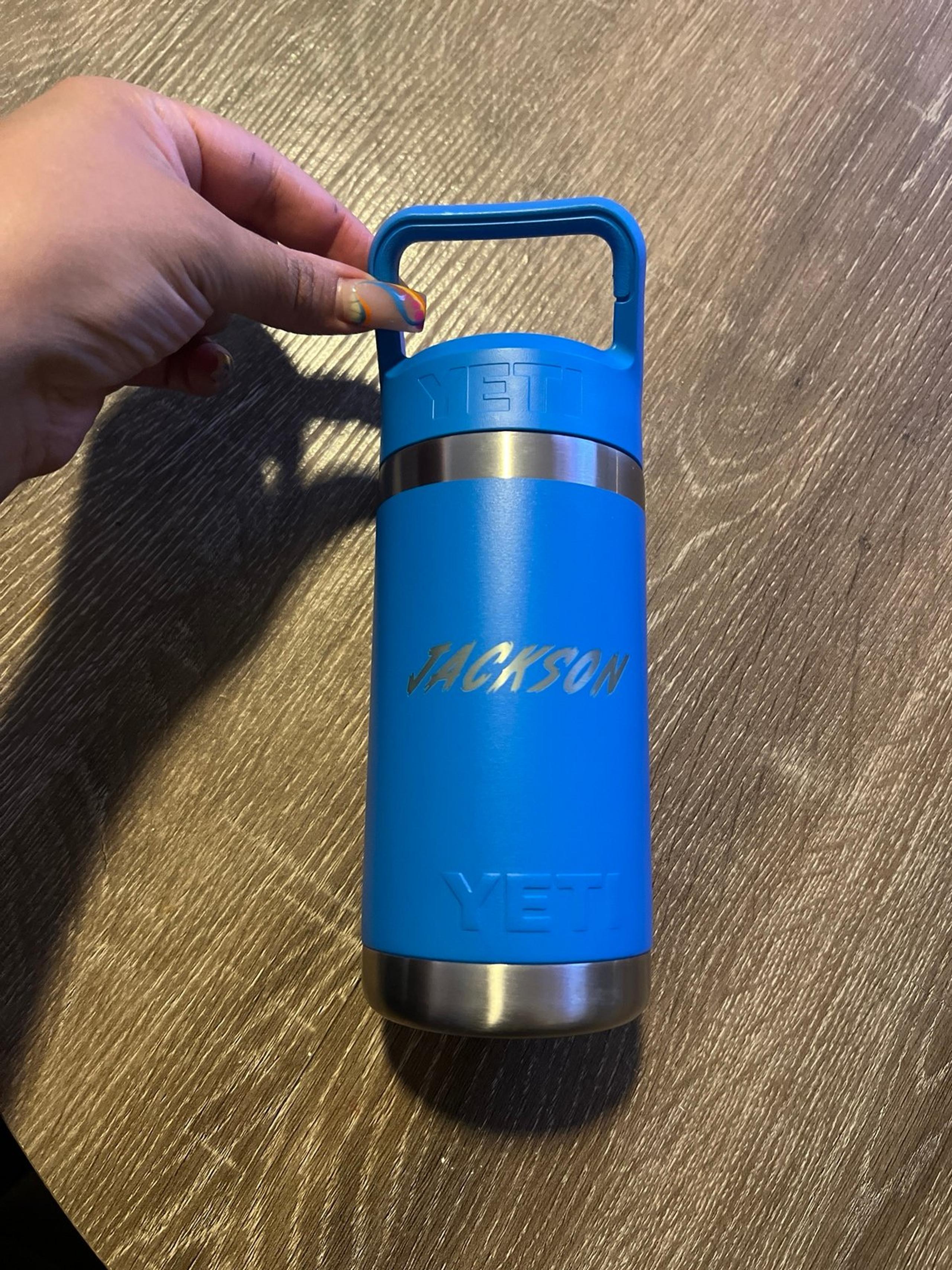 YETI Rambler Jr. 12 oz Kids Bottle, with Straw Cap Engraved name - Jackson