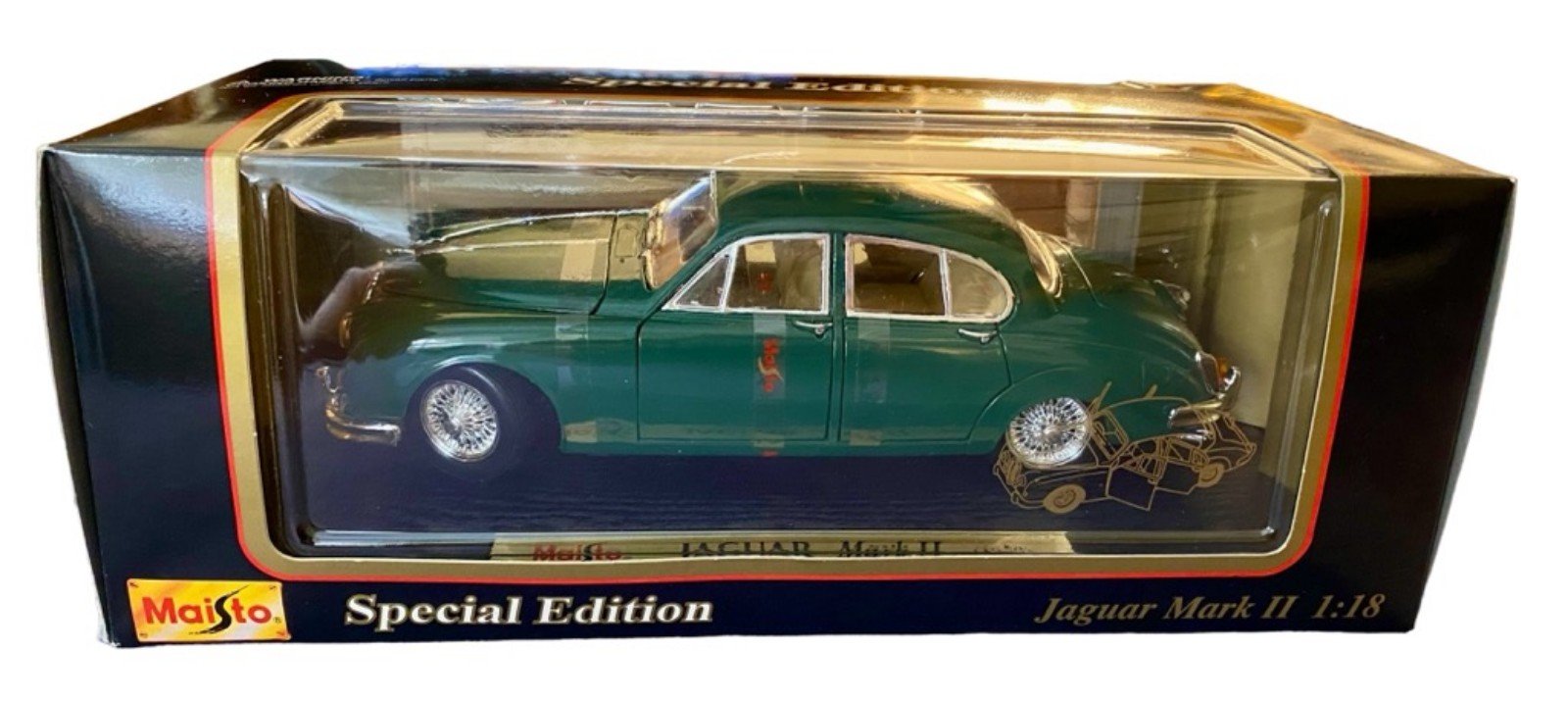Maisto 1959 Jaguar Mark II Special Edition Green 1:18 Die-cast Car New