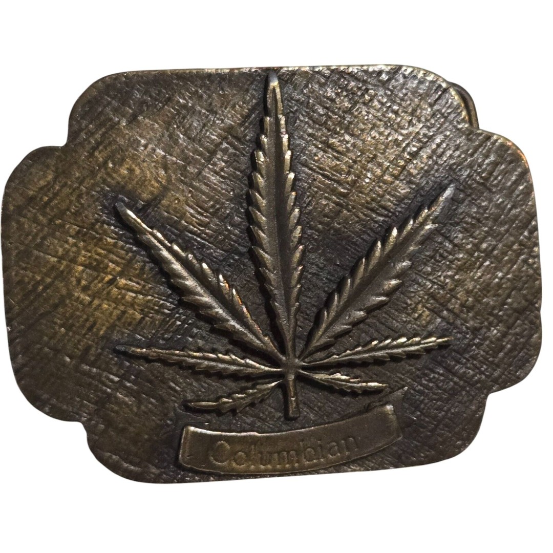 Vintage 1970's Columbian Marijuana Hall of Fame Brass Belt Buckle LaVenta 3