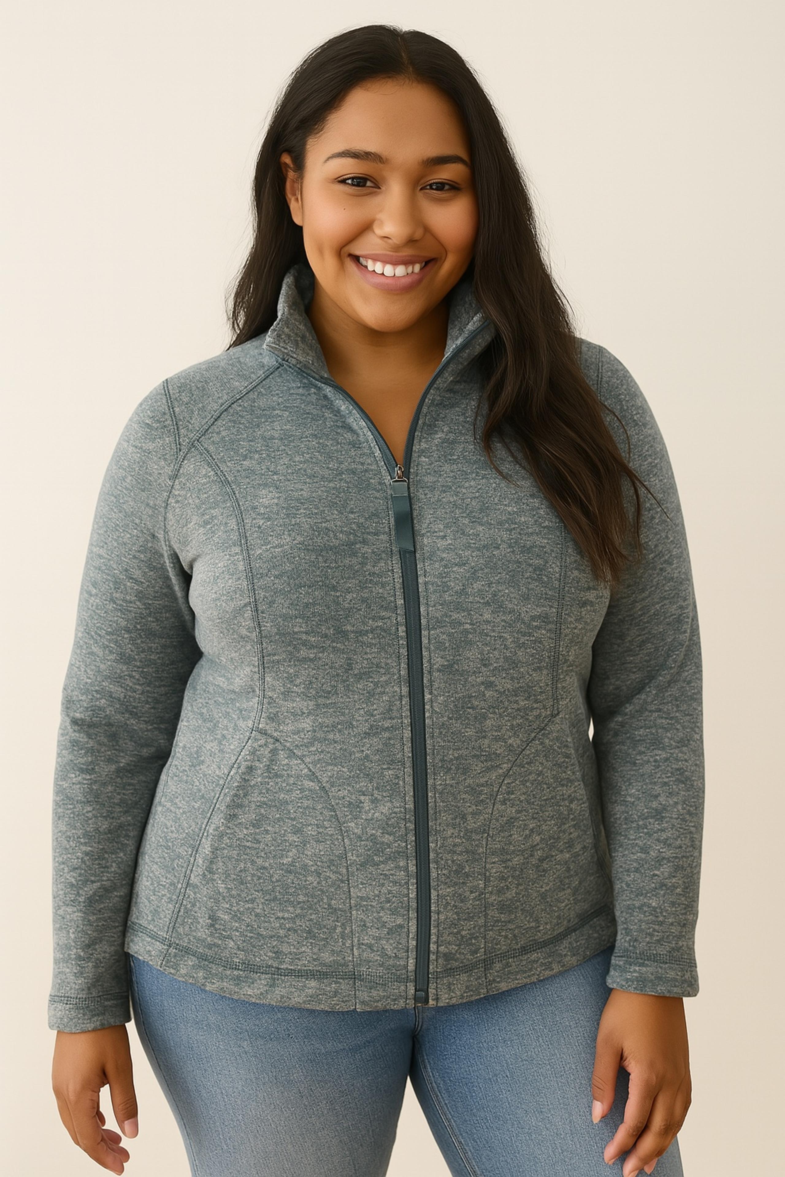 Eddie Bauer Women’s Heathered Green Full-Zip Jacket