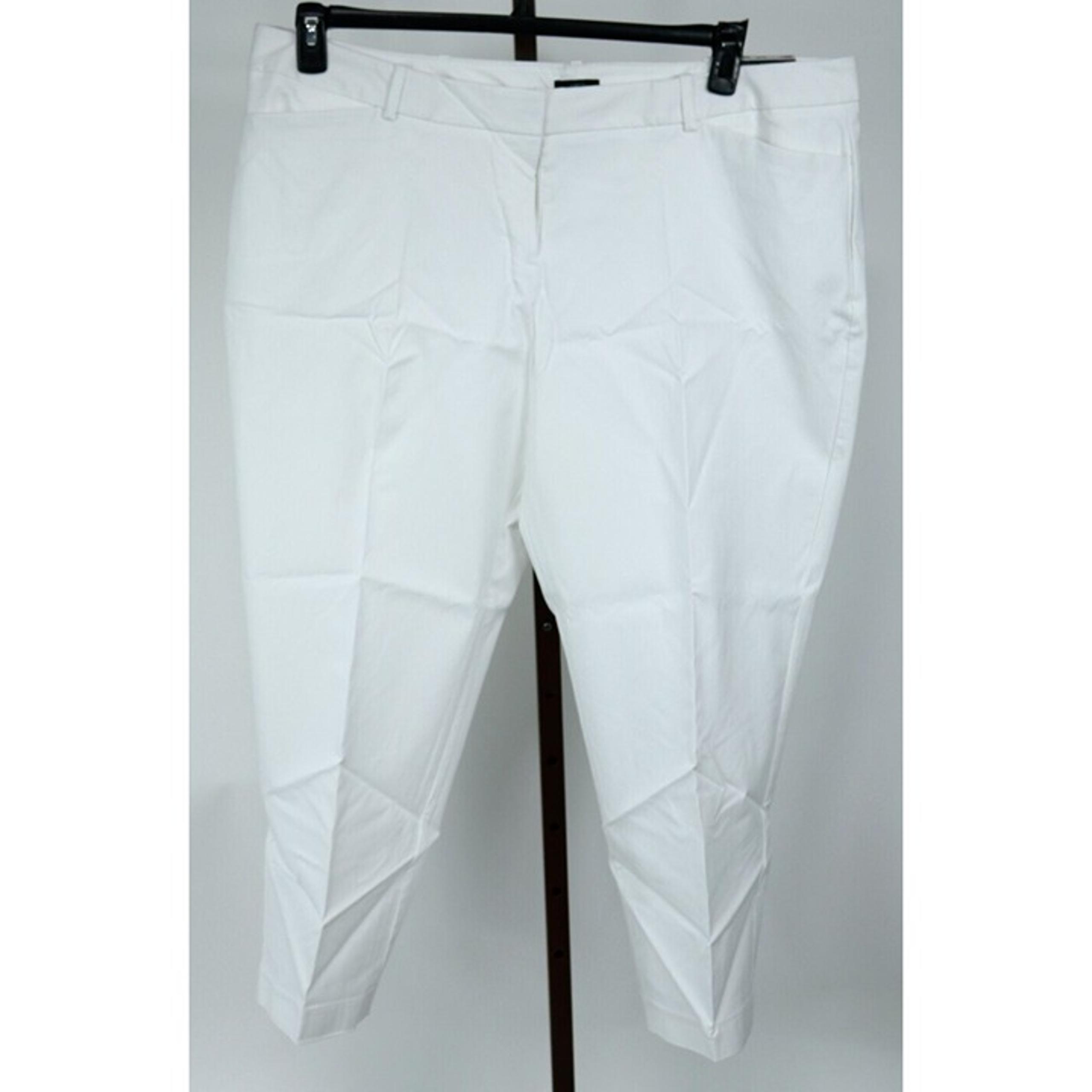 Worthington Womens Ladies White Slim Fit Cropped Pants Size 22W/2X NEW