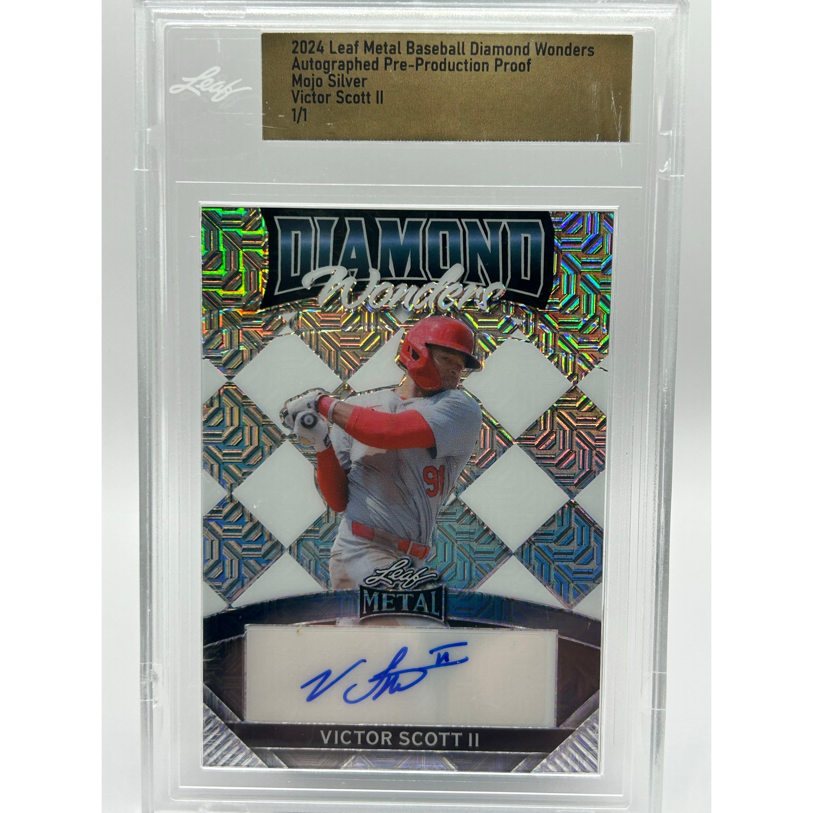 2024 Leaf Metal VICTOR SCOTT II Diamond Wonders Silver Mojo Auto 1/1 Cardinals