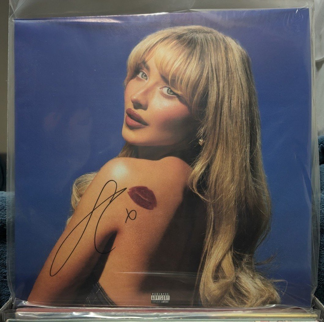 SIGNED COVER Sabrina Carpenter - Short n' Sweet LP Blue Marbled vinyl