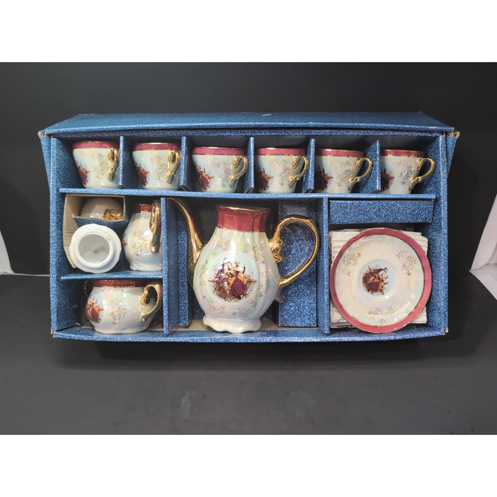 Victorian Tiger Yedi Fine Porcelain Tea Set, Japan Style Tea Set, 15 Piece Set