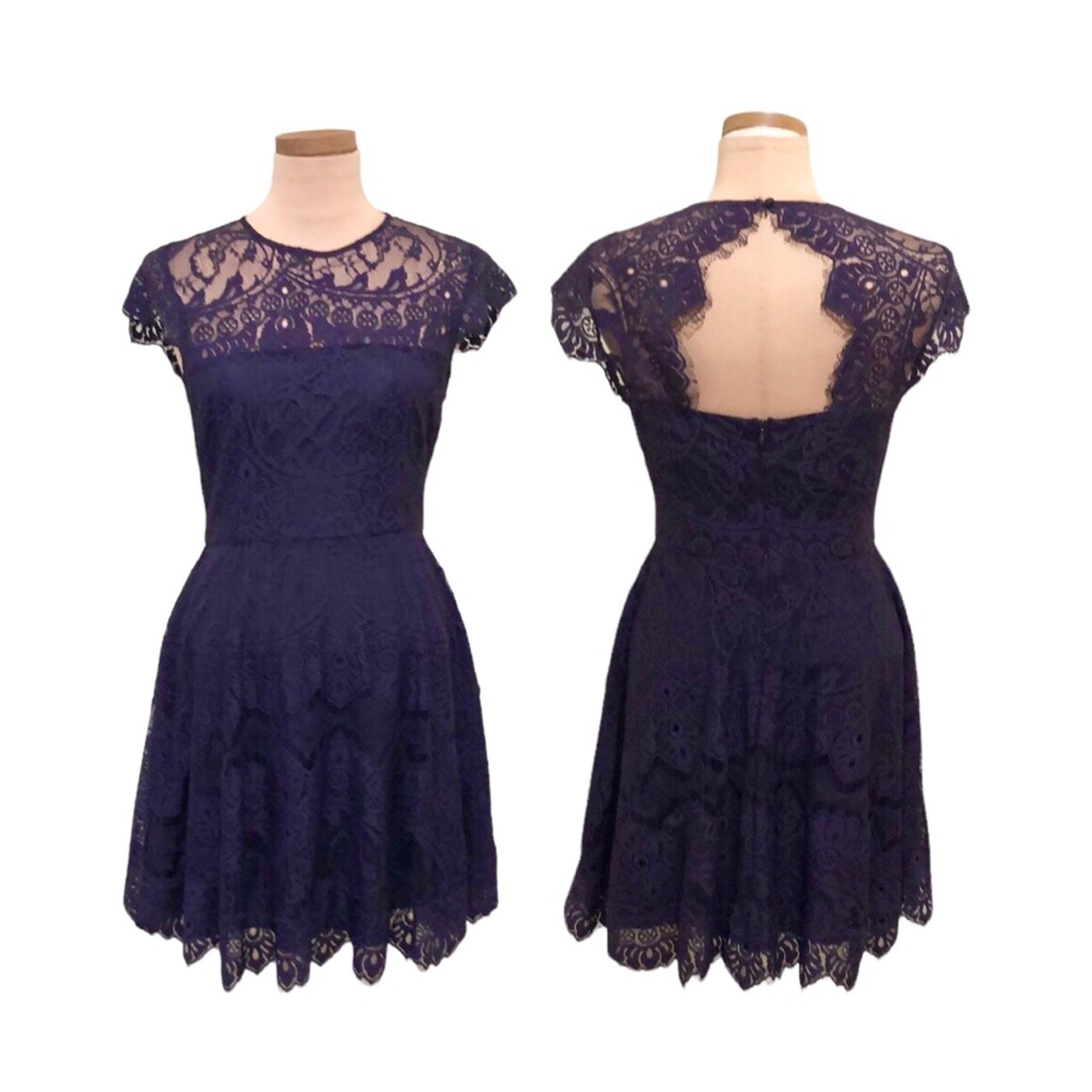 ModCloth BB Dakota Dress Size 6 Dark Purple Eyelash Lace