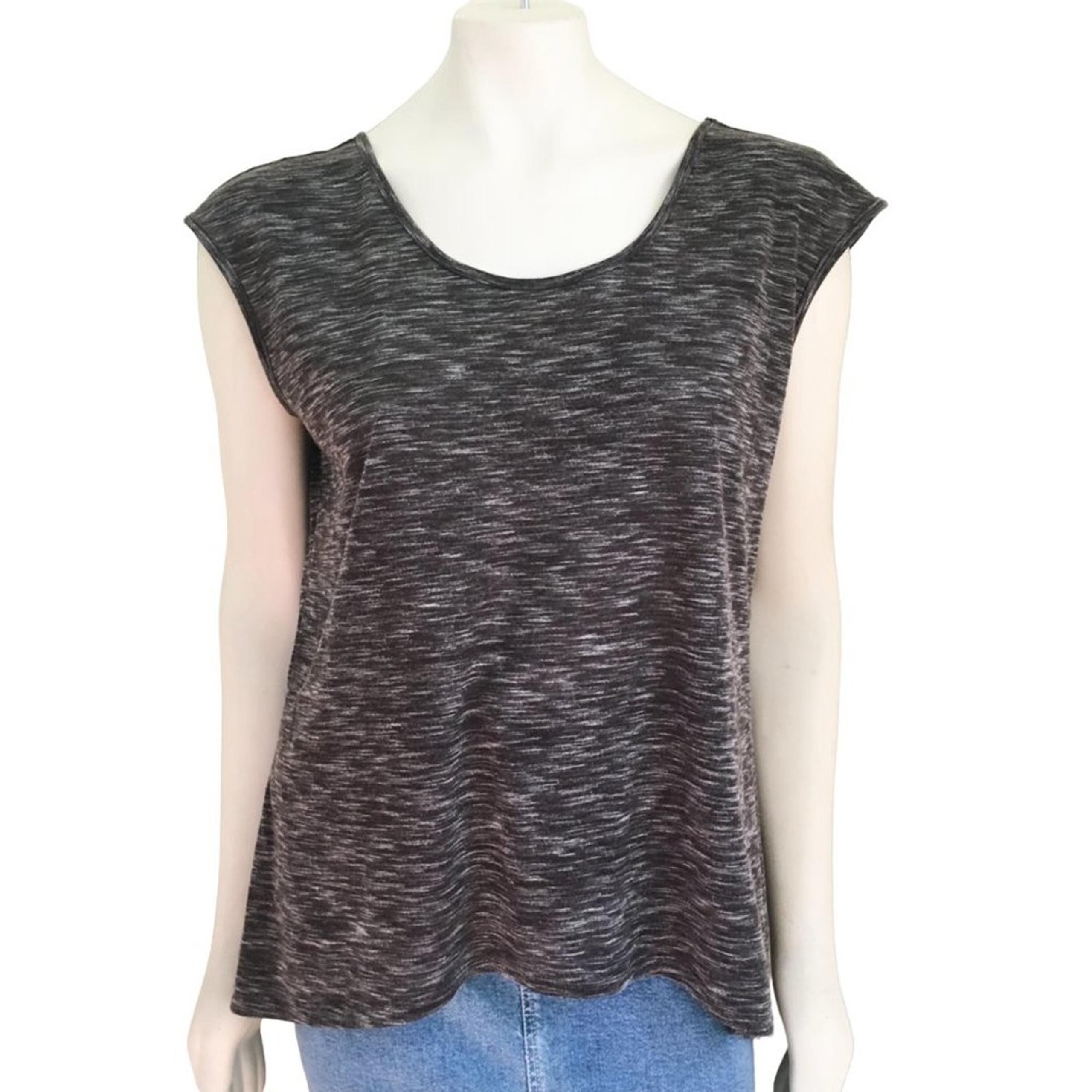 MOSSIMO Sheer Back Lightweight Hi Low Jersey Knit Shirt WOMEN'S LARGE