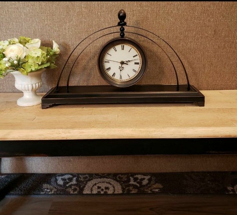 Decorative Oil Rubbed Bronze / Black Metal Mantle Clock