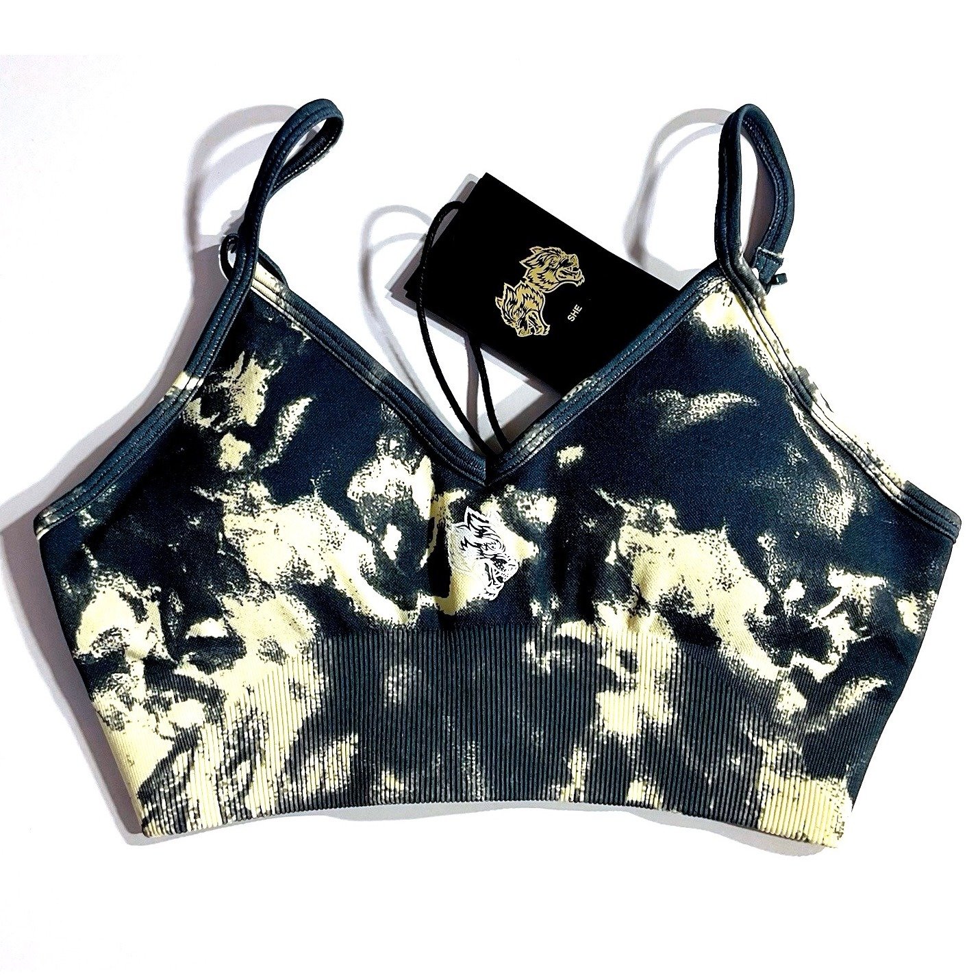 Darc Sport EVERSON SEAMLESS SPORTS BRA In Storm Blue Cream Marble Size Small