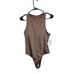 Klassy Network High Neck Ribbed Brami Built in Bra Bodysuit Brown Size Medium