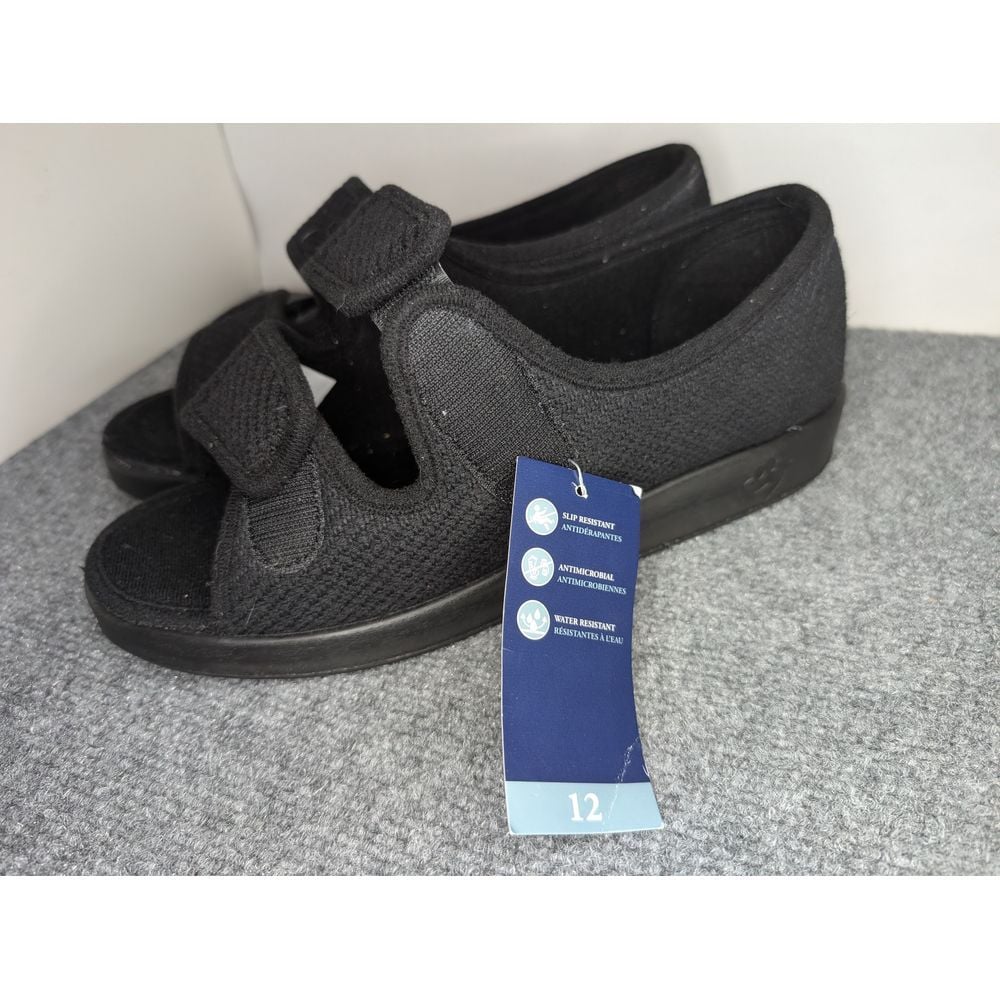 NWT Silverts Adaptive Footwear Comfort Slippers Sandals Black Women's Size 12