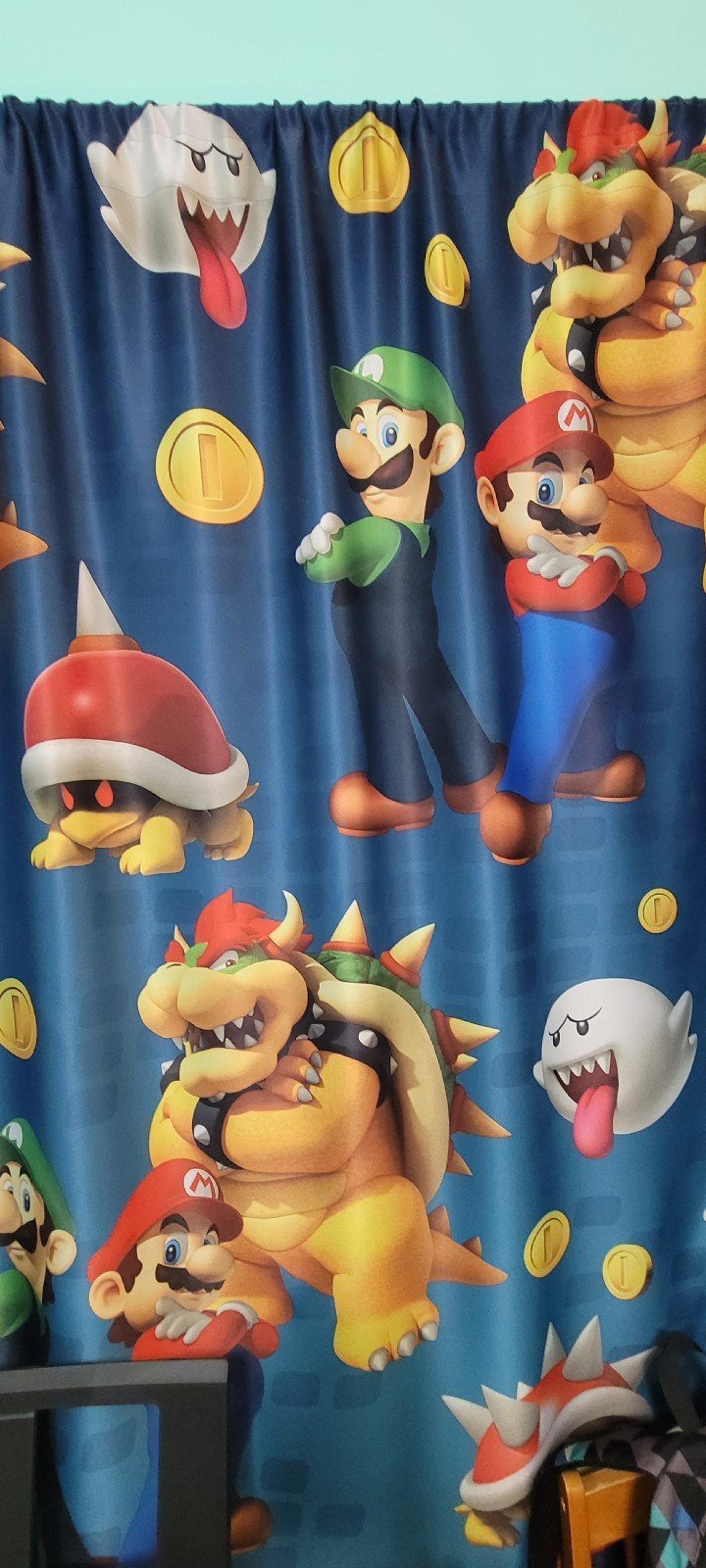 Set of 2 Super Mario Bros Curtain Panels. Rod pockets. 65x40 inches - Nintendo