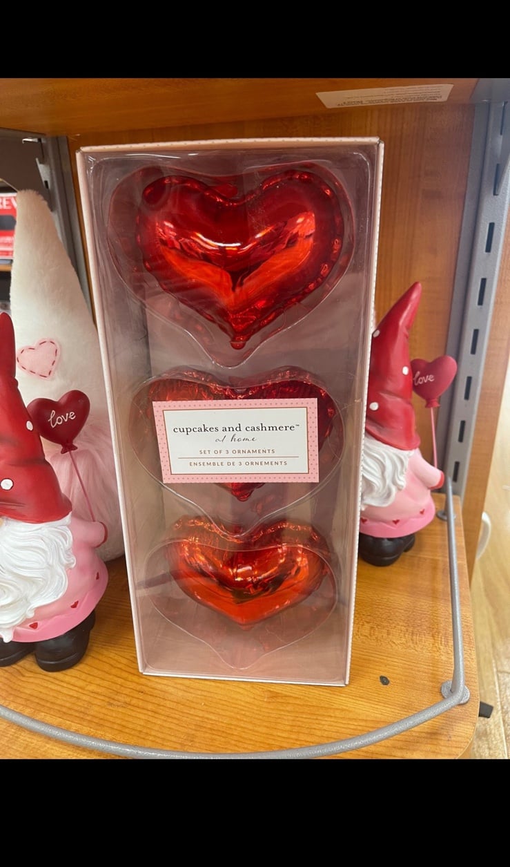 Cupcakes and Cashmere Red Hearts Ornaments Set of 3