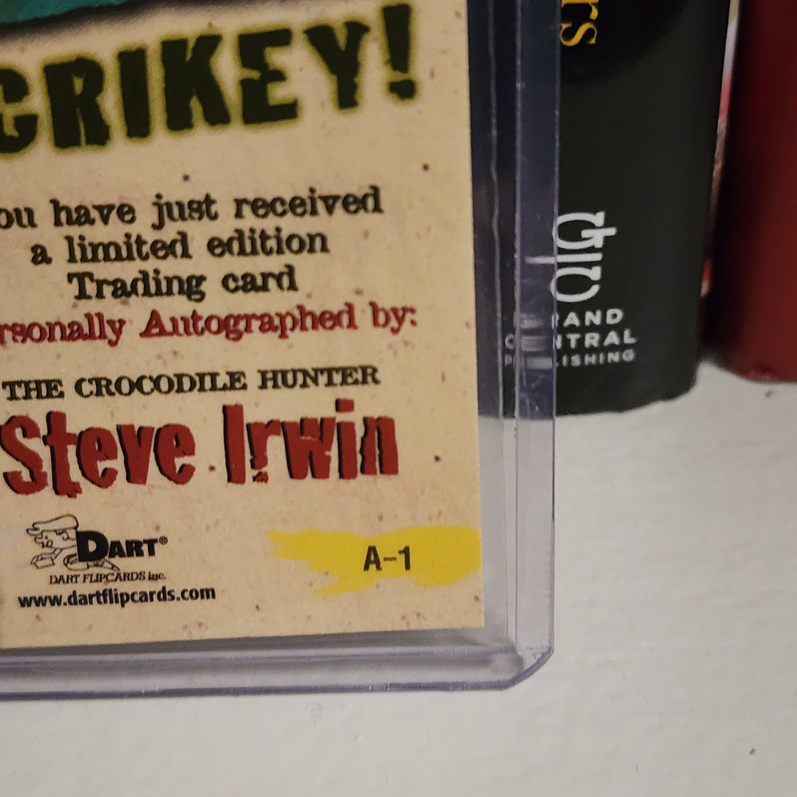 Steve irwin certified autograph card dart a-1 2001 - detail