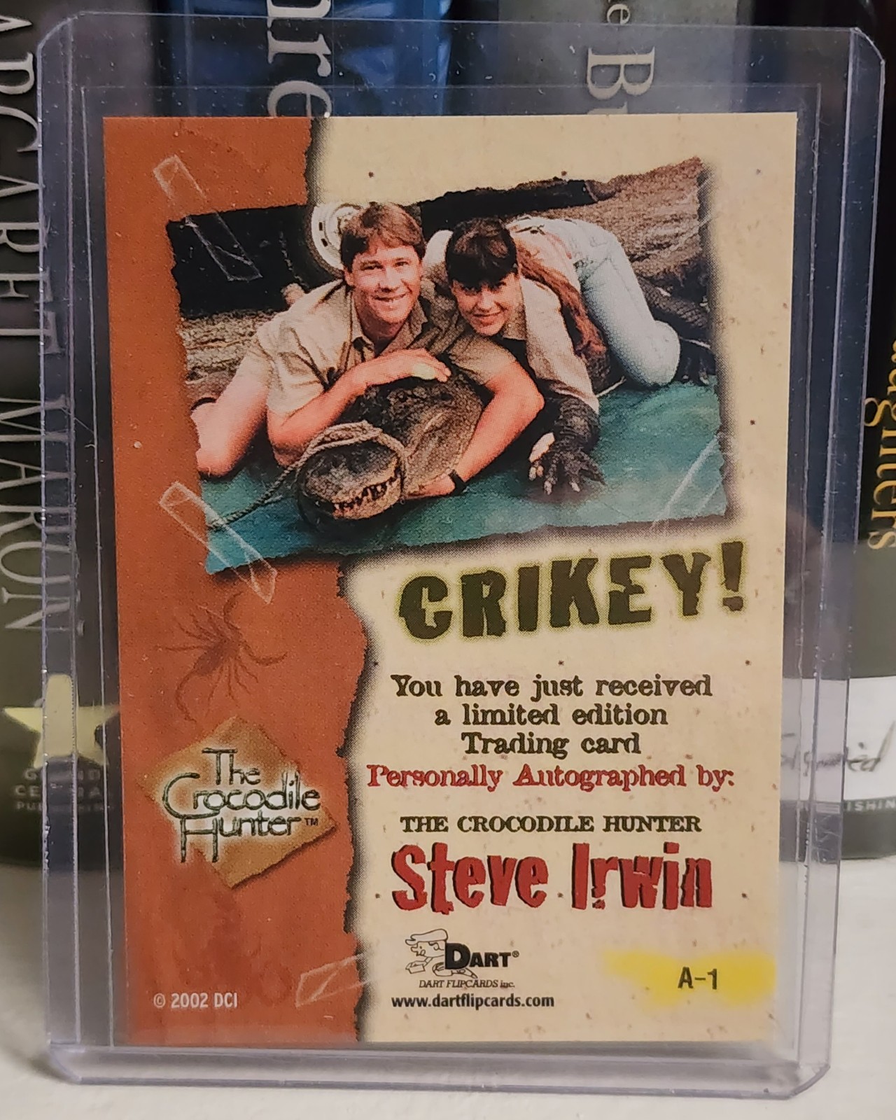 Steve irwin certified autograph card dart a-1 2001 - detail
